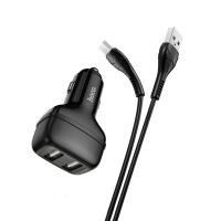 Автомобільний зарядний пристрій Hoco Z36 Leader Micro USB Cable 2USB 2.4A Black