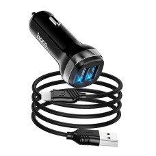 Автомобільний зарядний пристрій Hoco Z40 Dual port Micro USB Cable 2.4A Black