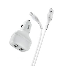 Автомобільний зарядний пристрій Hoco Z36 Leader Micro USB Cable 2USB 2.4A White