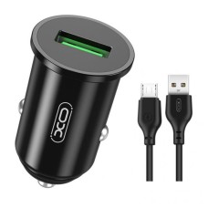 Автомобільний зарядний пристрій XO TZ12 + Micro USB 1USB QC3.0 3A 18W Black