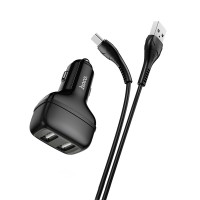 Автомобільний зарядний пристрій Hoco Z36 Leader Type-C Cable 2USB 2.4A Black