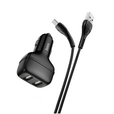 Автомобільний зарядний пристрій Hoco Z36 Leader Type-C Cable 2USB 2.4A Black