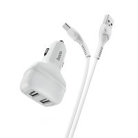 Автомобільний зарядний пристрій Hoco Z36 Leader Type-C Cable 2USB 2.4A White