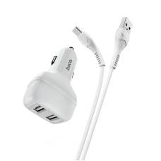 Автомобільний зарядний пристрій Hoco Z36 Leader Type-C Cable 2USB 2.4A White