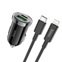 Автомобільний зарядний пристрій Hoco Z44 Leading car charger Lightning Cable 3A 20W Black