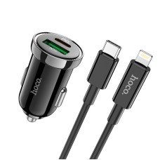 Автомобільний зарядний пристрій Hoco Z44 Leading car charger Lightning Cable 3A 20W Black