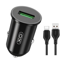 Автомобільний зарядний пристрій XO TZ12 + Type-C 1USB QC3.0 3A 18W Black
