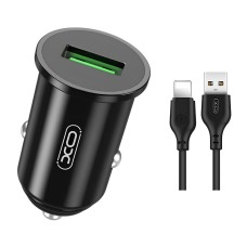 Автомобільний зарядний пристрій XO TZ12 + Lightning 1USB QC3.0 3A 18W Black