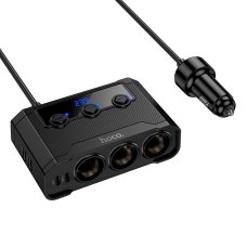 Автомобільний зарядний пристрій розгалужувач HOCO Z64 Anshun digital display 3-in-1 12-24V 240W Black