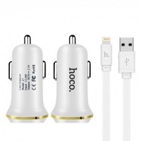 Автомобільний зарядний пристрій Hoco Z1 2USB + Lightning 2.1А White