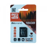 Карта пам'яті microSDHC (UHS-1) Mibrand 16 Gb class 10 (adapter SD)