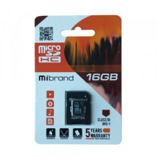 Карта пам'яті microSDHC (UHS-1) Mibrand 16 Gb class 10 (adapter SD)