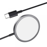 Бездротове ЗУ HOCO CW30 Pro Magnetic Wireless Fast Charger MagSafe/15W Metal Gray