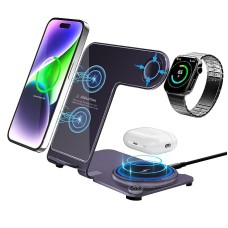 Бездротова зарядка стенд Smart 3 in 1 Y91 15W purple