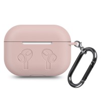 Чохол AirPods 3 Silicone Logo з карабіном Pink Sand