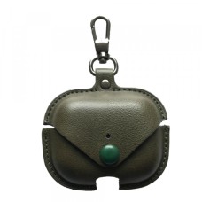 Чохол для AirPods PRO Leather Button (+Карабін) Green