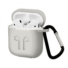 Чохол для AirPods силіконовий LOGO 2в1(+ карабін) тех.пак White