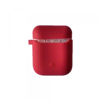 Чохол для AirPods Silicon Case Slim (+ карабін) COLOR BOX Rose red