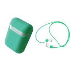 Чохол для AirPods Case Protection (Карабін + Стропа Magnet) Tifany blue