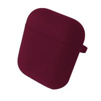 Чохол для AirPods 1/2 SILICONE CASE/MICROFIBER Marsala