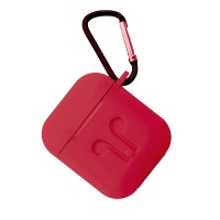 Чохол для AirPods силіконовий SLIM LOGO + карабін тех.пак Pink citrus