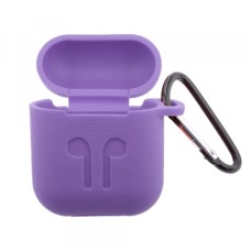 Чохол для AirPods силіконовий SLIM LOGO + карабін тех.пак Purple