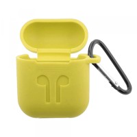 Чохол для AirPods силіконовий SLIM LOGO + карабін тех.пак Yellow