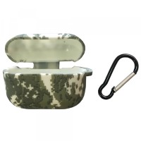 Чохол для AirPods PRO CAMOUFLAGE 2в1 (+ Карабін) Pixel Grey-white