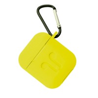 Чохол для AirPods силіконовий SLIM LOGO + карабін тех.пак New yellow
