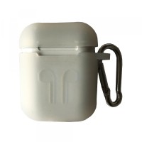 Чохол для AirPods силіконовий SLIM LOGO + карабін тех.пак Transparent matte