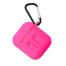 Чохол для AirPods силіконовий LOGO 2в1(+ карабін) тех.пак Hot pink