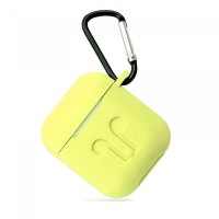 Чохол для AirPods силіконовий LOGO 2в1(+ карабін) тех.пак Mellow yellow