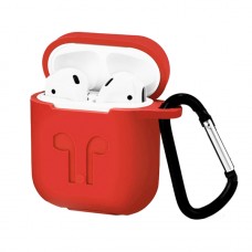 Чохол для AirPods силіконовий LOGO 2в1(+ карабін) тех.пак Red