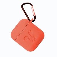 Чохол для AirPods силіконовий SLIM LOGO + карабін тех.пак Papaya