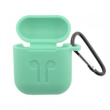 Чохол для AirPods силіконовий SLIM LOGO + карабін тех.пак Mint