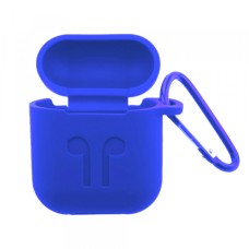 Чохол для AirPods силіконовий SLIM LOGO + карабін тех.пак Blue