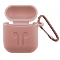 Чохол для AirPods силіконовий SLIM LOGO + карабін тех.пак Grape fruit