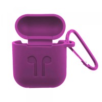 Чохол для AirPods силіконовий SLIM LOGO + карабін тех.пак Grape