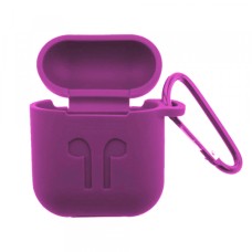 Чохол для AirPods силіконовий SLIM LOGO + карабін тех.пак Grape