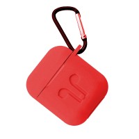 Чохол для AirPods силіконовий SLIM LOGO + карабін тех.пак Red