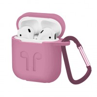 Чохол для AirPods силіконовий LOGO 2в1(+ карабін) тех.пак Pink