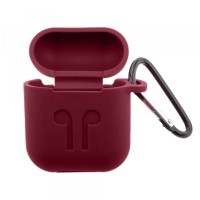 Чохол для AirPods силіконовий SLIM LOGO + карабін тех.пак Marsala