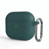 Чохол AirPods 3 Silicone Slim з карабіном Dark Green