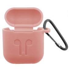 Чохол для AirPods силіконовий LOGO 2в1(+ карабін) тех.пак Light pink