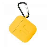 Чохол для AirPods силіконовий LOGO 2в1(+ карабін) тех.пак Canary yellow