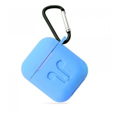Чохол для AirPods силіконовий LOGO 2в1(+ карабін) тех.пак Sky blue