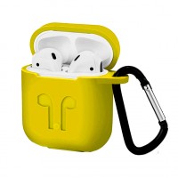 Чохол для AirPods силіконовий LOGO 2в1(+ карабін) тех.пак Yellow