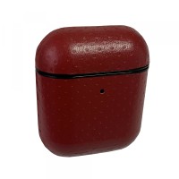 Чохол для AirPods 1/2 COW LEATHER CASE POINTS Red