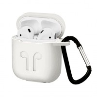 Чохол для AirPods силіконовий LOGO 2в1(+ карабін) тех.пак Trans-matt