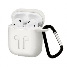 Чохол для AirPods силіконовий LOGO 2в1(+ карабін) тех.пак Trans-matt